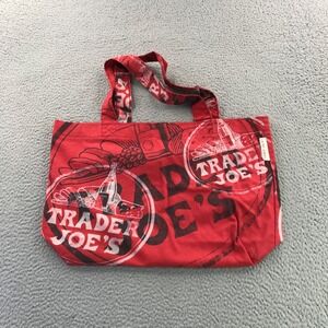 Vintage Trader Joes Made in USA Red Canvas Cheese Wine And Bread Tote Bag